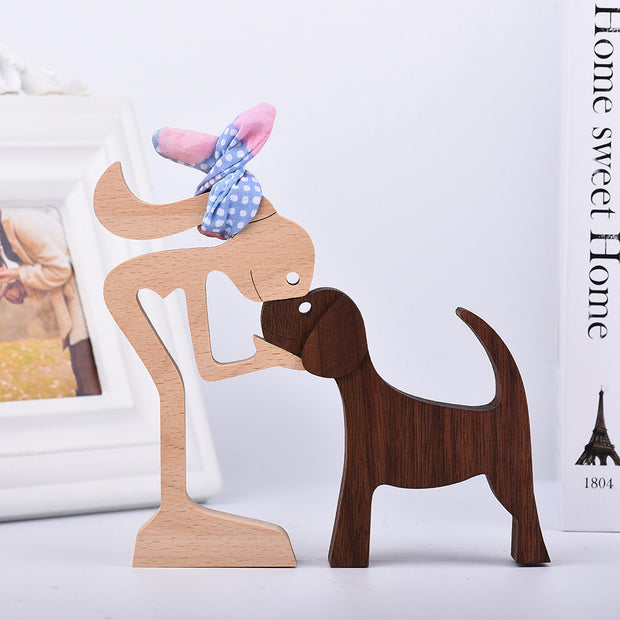 Figura Artigianale Famiglia e Animali in Legno