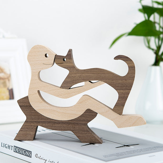 Figura Artigianale Famiglia e Animali in Legno