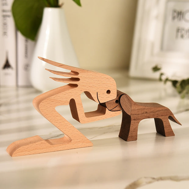 Figura Artigianale Famiglia e Animali in Legno