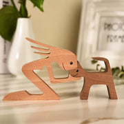 Figura Artigianale Famiglia e Animali in Legno