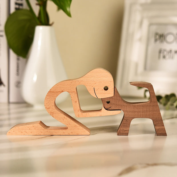 Figura Artigianale Famiglia e Animali in Legno