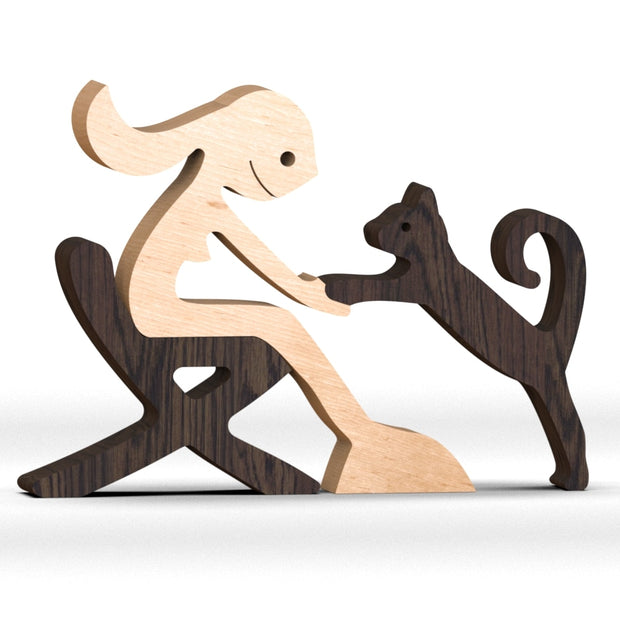 Figura Artigianale Famiglia e Animali in Legno