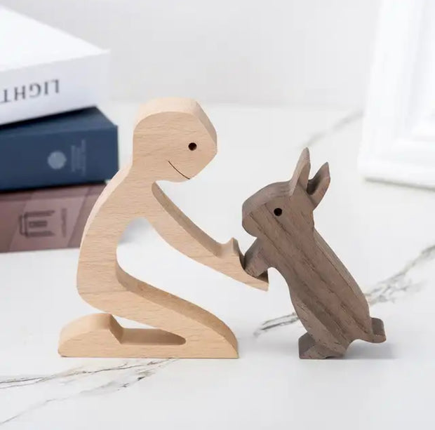 Figura Artigianale Famiglia e Animali in Legno